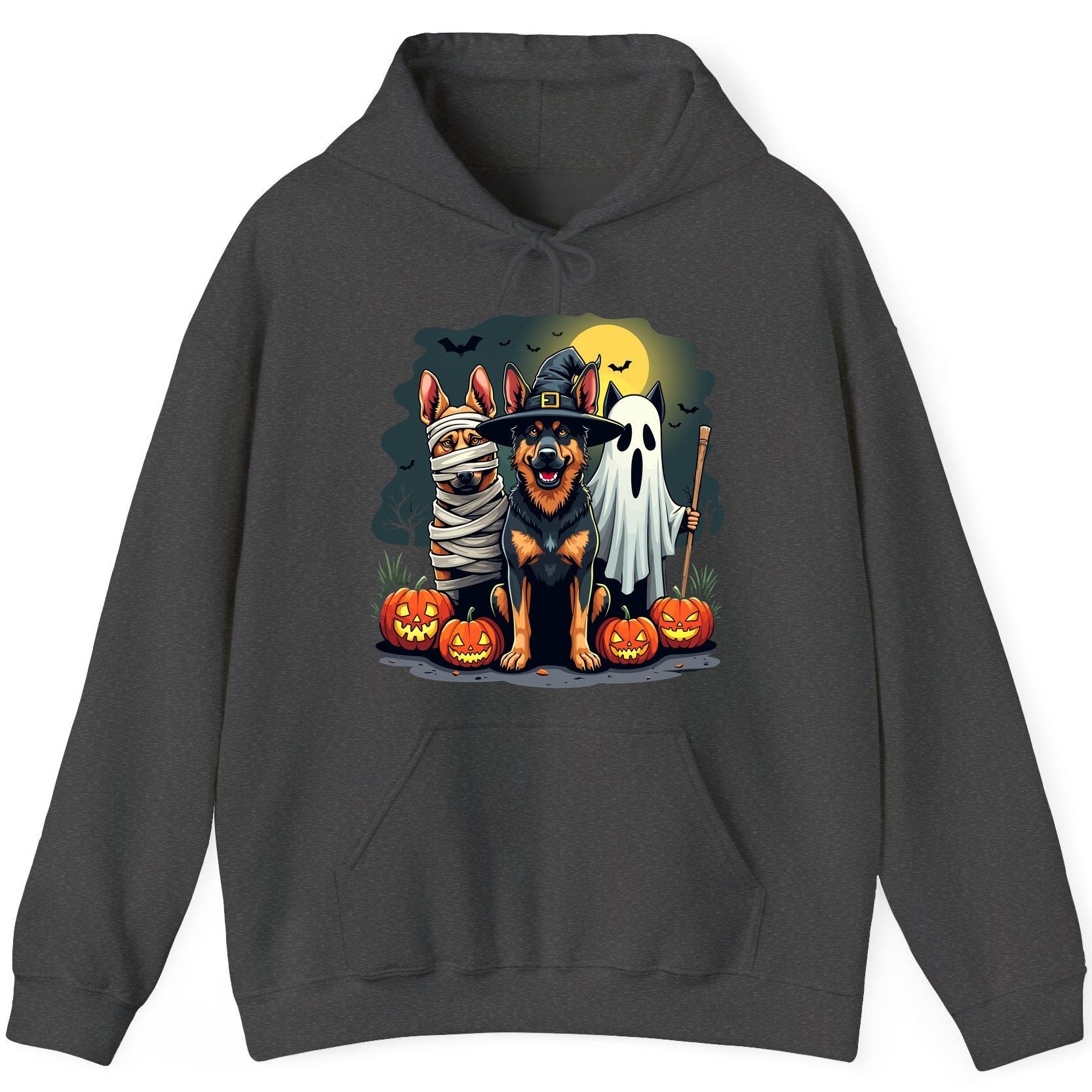 Halloween Dogs in Costumes Halloween dogs Hoodie Dark Heather product mockup