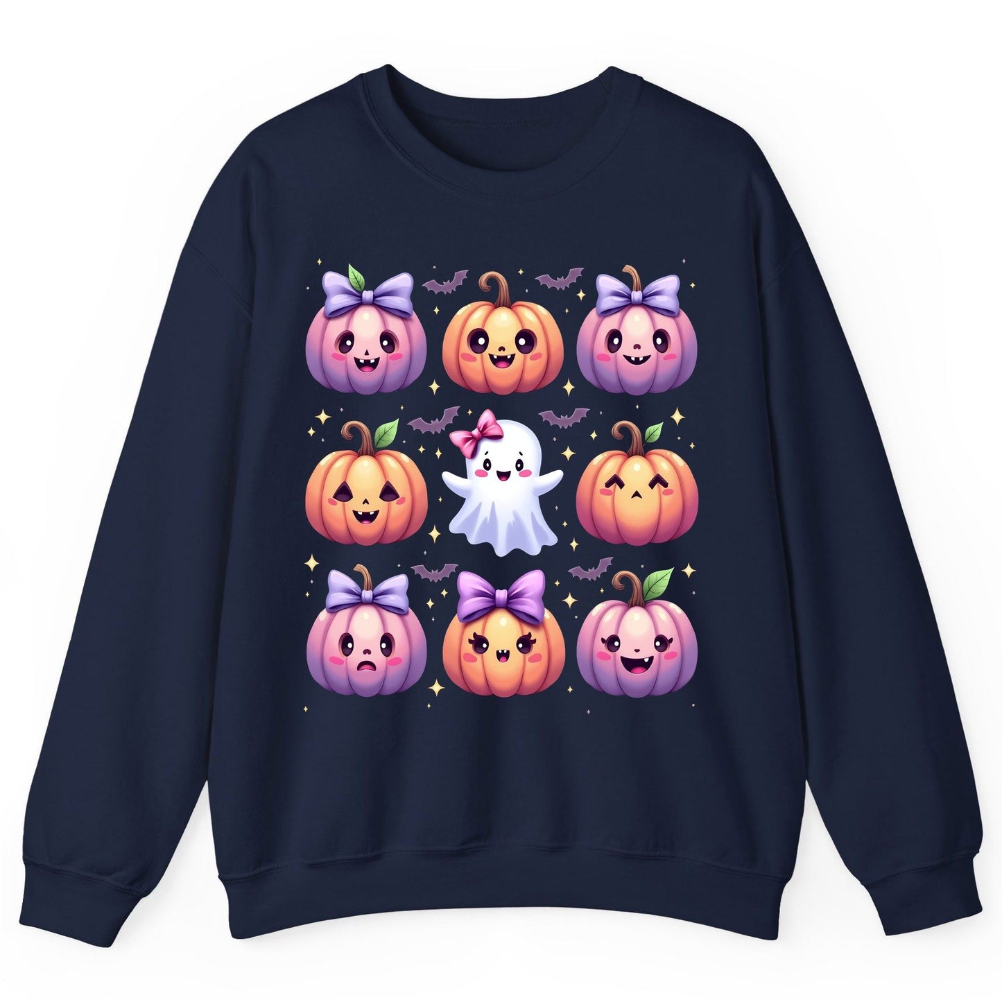 Kawaii Halloween Pumpkins kawaii Halloween Sweatshirt Navy product mockup
