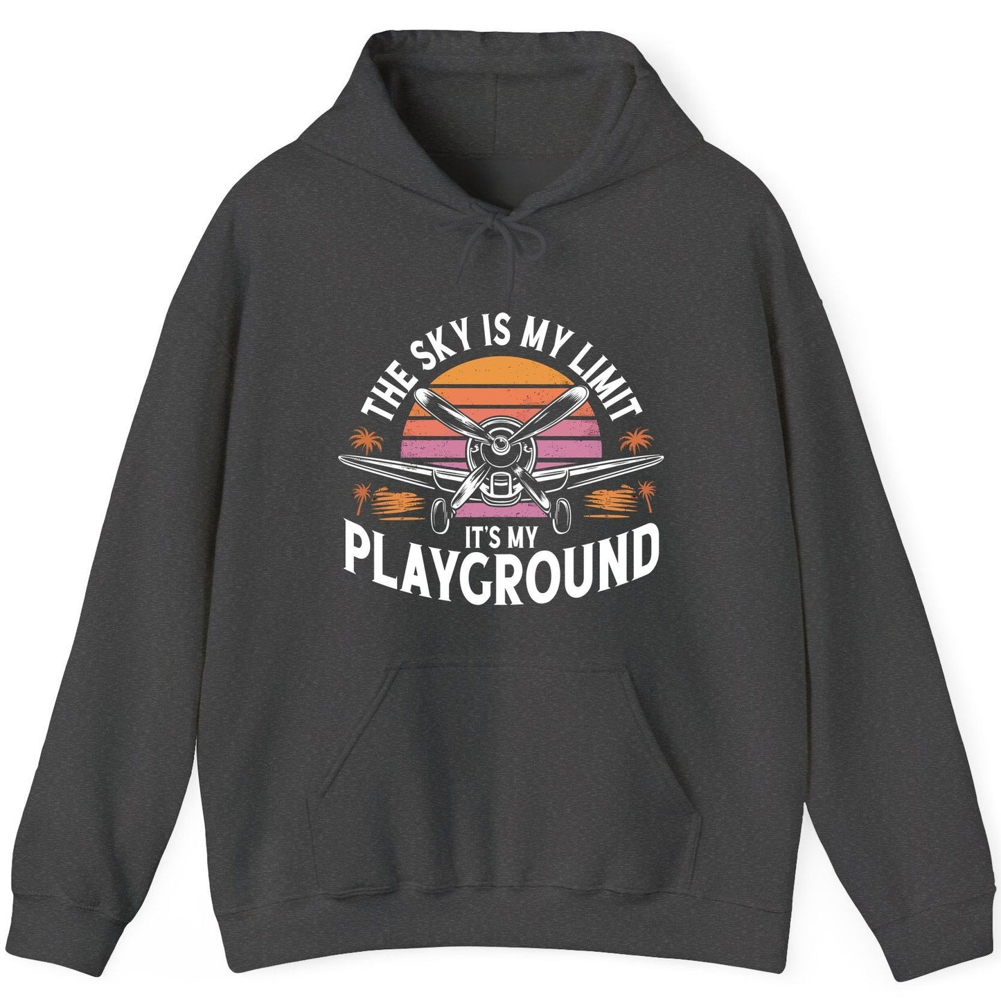 The Sky Is My Limit It's My Playground aviation Hoodie Dark Heather product mockup