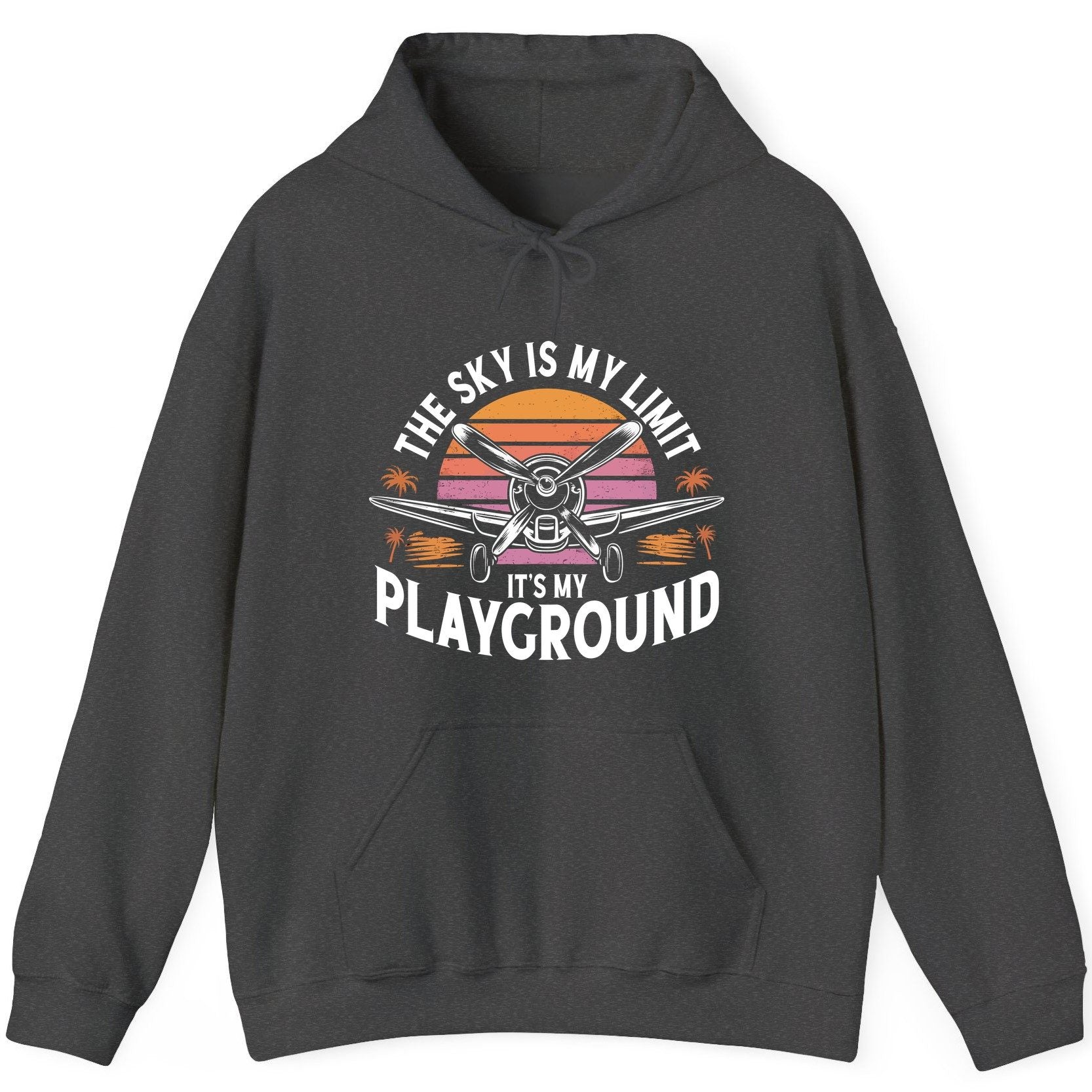 The Sky Is My Limit It's My Playground aviation Hoodie Dark Heather product mockup