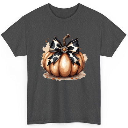 Cow Print Bow Pumpkin pumpkin T-Shirt Dark Heather product mockup