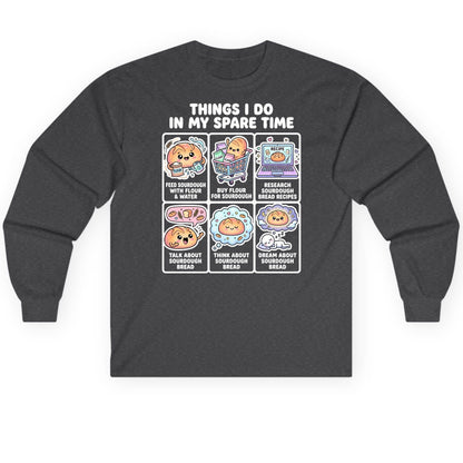 Things I Do in My Spare Time sourdough bread baking Long Sleeve Tee Dark Heather product mockup
