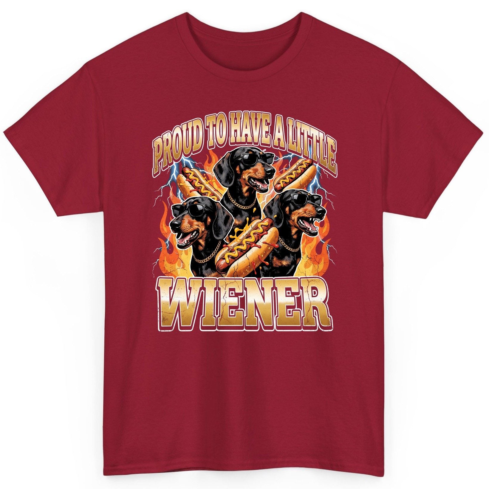 Proud to Have a Little Wiener dachshund T-Shirt Cardinal Red product mockup