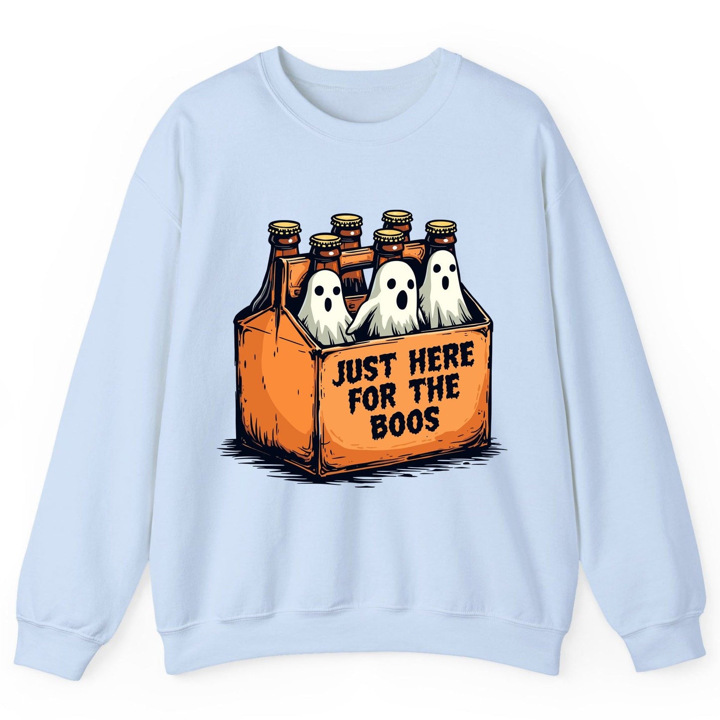 Just Here for the Boos Halloween Sweatshirt Light Blue product mockup
