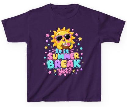 Is It SUMMER BREAK Yet Funny Vacation Youth T-Shirt - product mockup - Purple