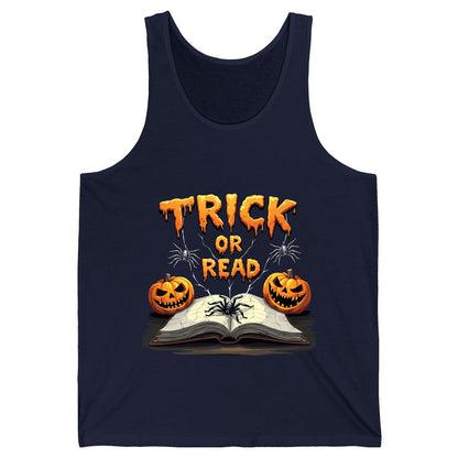 Trick or Read Halloween reading Tank Top Navy product mockup
