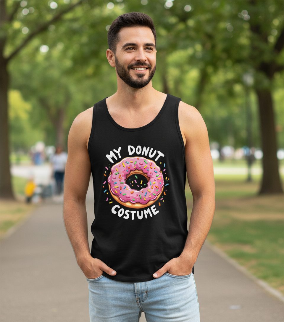 My Donut Costume donut Tank Top Black lifestyle mockup