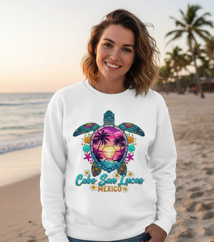 Cabo San Lucas Mexico sea turtle Sweatshirt White lifestyle mockup