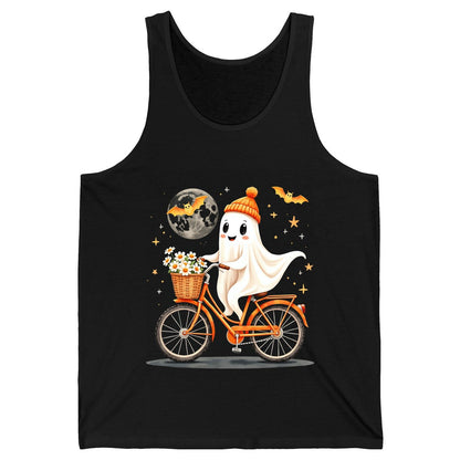 Cute Ghost on Bicycle cute ghost Tank Top Black product mockup