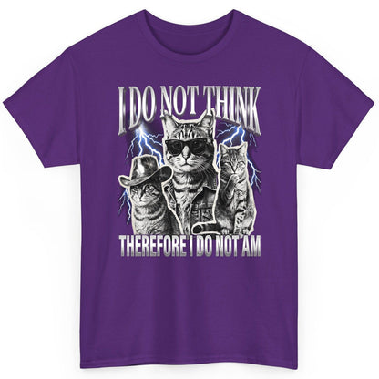 I Do Not Think Therefore I Do Not Am cats T-Shirt Purple product mockup