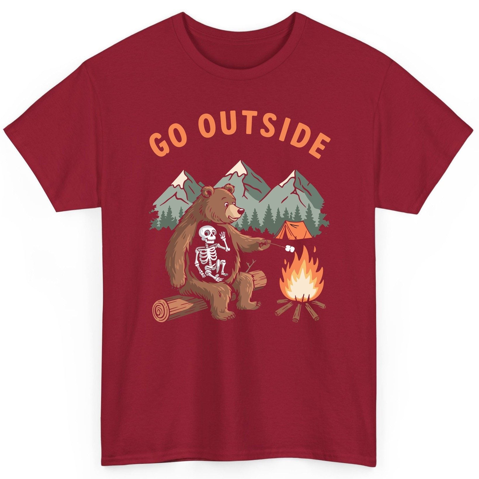 Go Outside funny bear T-Shirt Cardinal Red product mockup