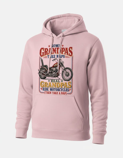 ★ Some ★ Grandpas Take Naps ★ Real ★ Grandpas Ride Motorcycles (then Take a Nap) Funny Biker Grandpa Hoodie - product mockup - Light Pink