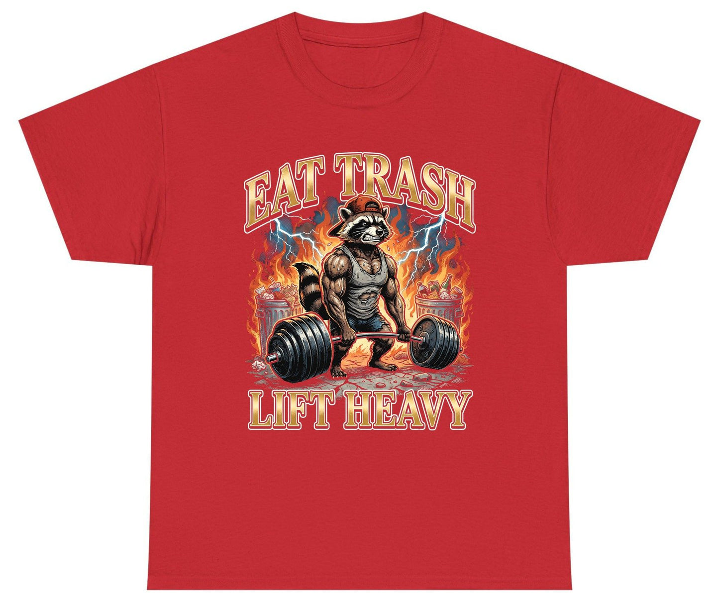Eat Trash Lift Heavy raccoon Youth T-Shirt Red product mockup