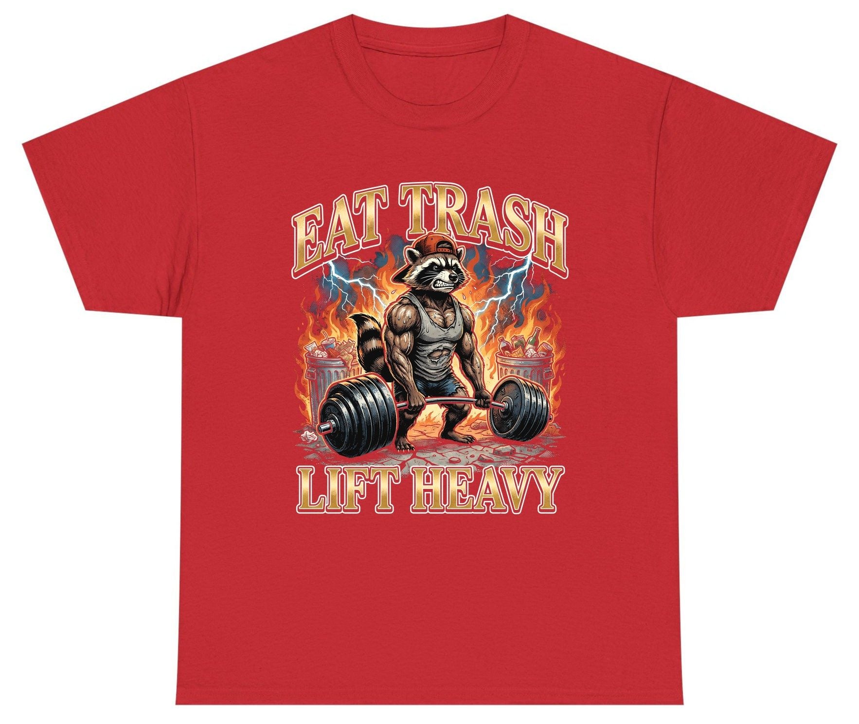 Eat Trash Lift Heavy raccoon Youth T-Shirt Red product mockup