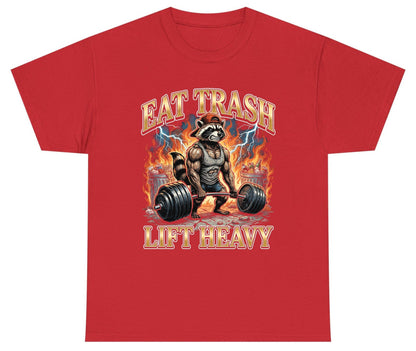 Eat Trash Lift Heavy raccoon Youth T-Shirt Red product mockup