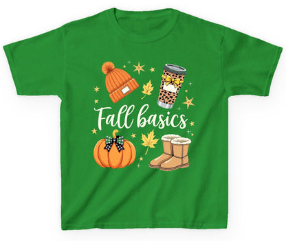 Fall Basics autumn essentials Youth T-Shirt Irish Green product mockup