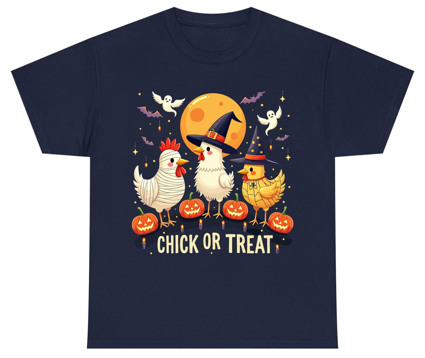 Chick or Treat Halloween chickens Youth T-Shirt Navy product mockup