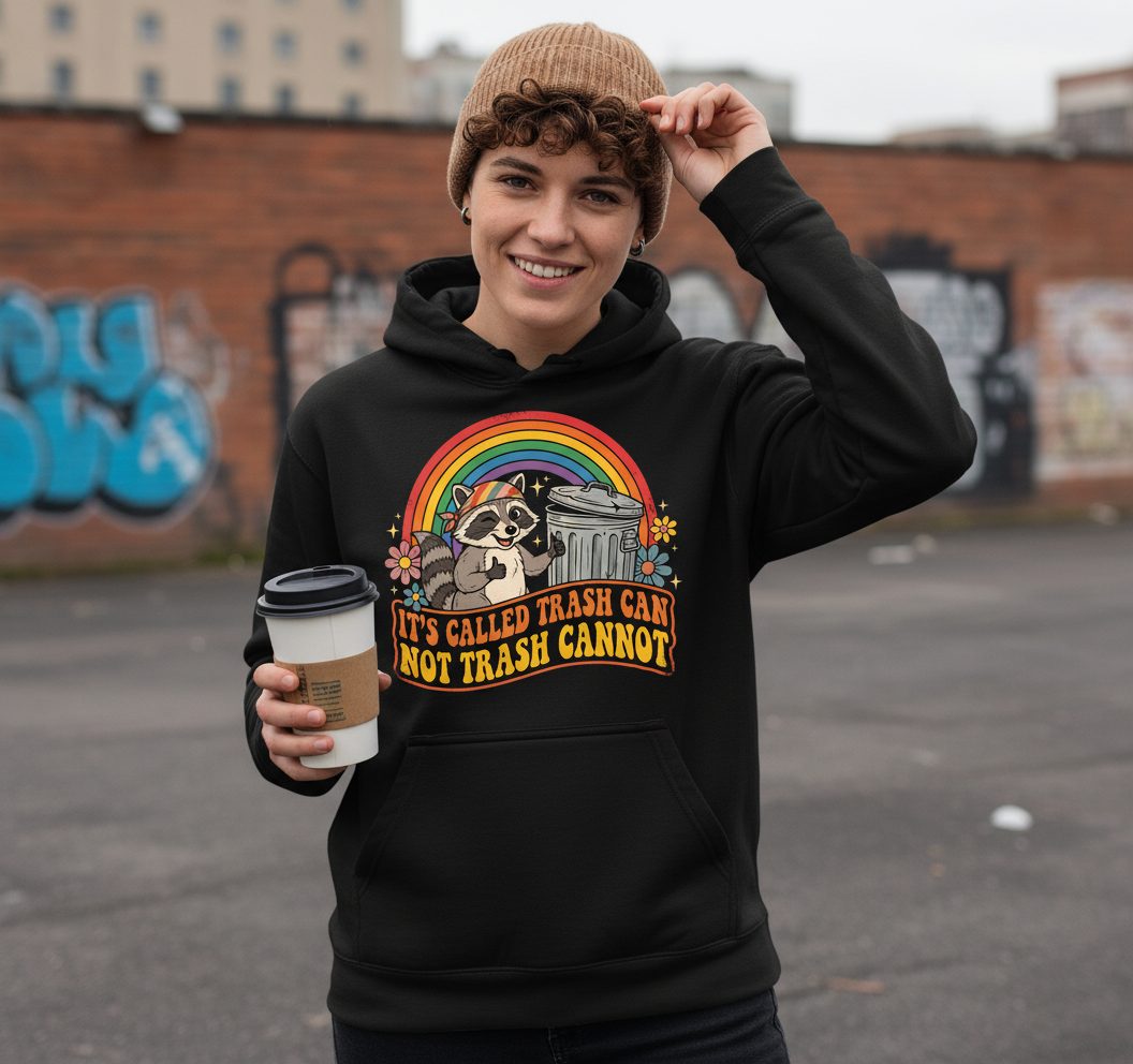 It's Called Trash Can Not Trash Cannot raccoon Hoodie Black lifestyle mockup