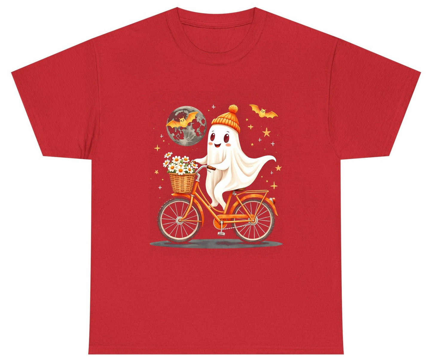 Cute Ghost on Bicycle cute ghost Youth T-Shirt Red product mockup