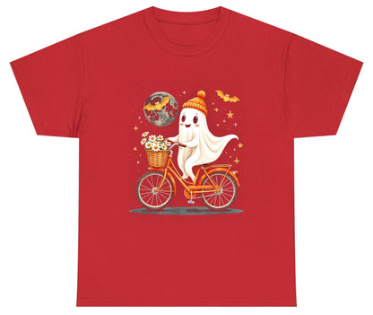 Cute Ghost on Bicycle cute ghost Youth T-Shirt Red product mockup
