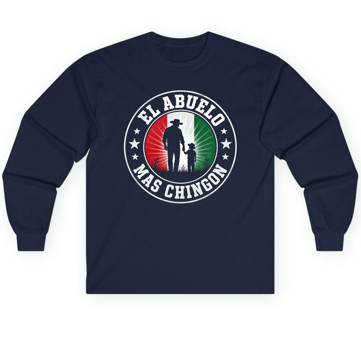 El Abuelo Mas Chingon mexican grandfather Long Sleeve Tee Navy product mockup