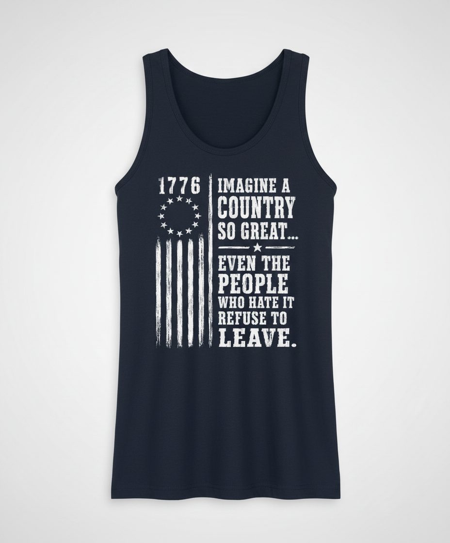 Imagine a Country So Great Patriotic Funny Patriotism Tank Top - product mockup - Navy