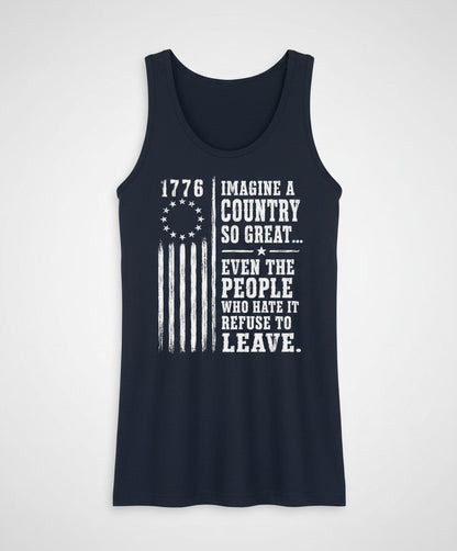 Imagine a Country So Great Patriotic Funny Patriotism Tank Top - product mockup - Navy