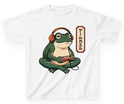 ゲームカエル gamer frog Youth T-Shirt White product mockup