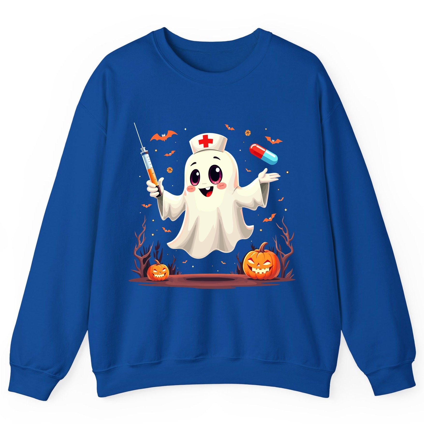 Cute Ghost Nurse Halloween ghost nurse Sweatshirt Royal product mockup