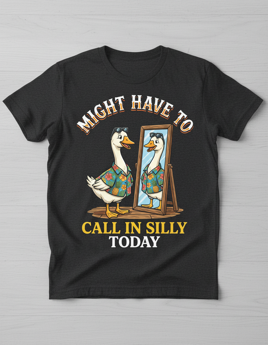 Might Have To Call In Silly Today Funny Goose T-Shirt - Dark Heather