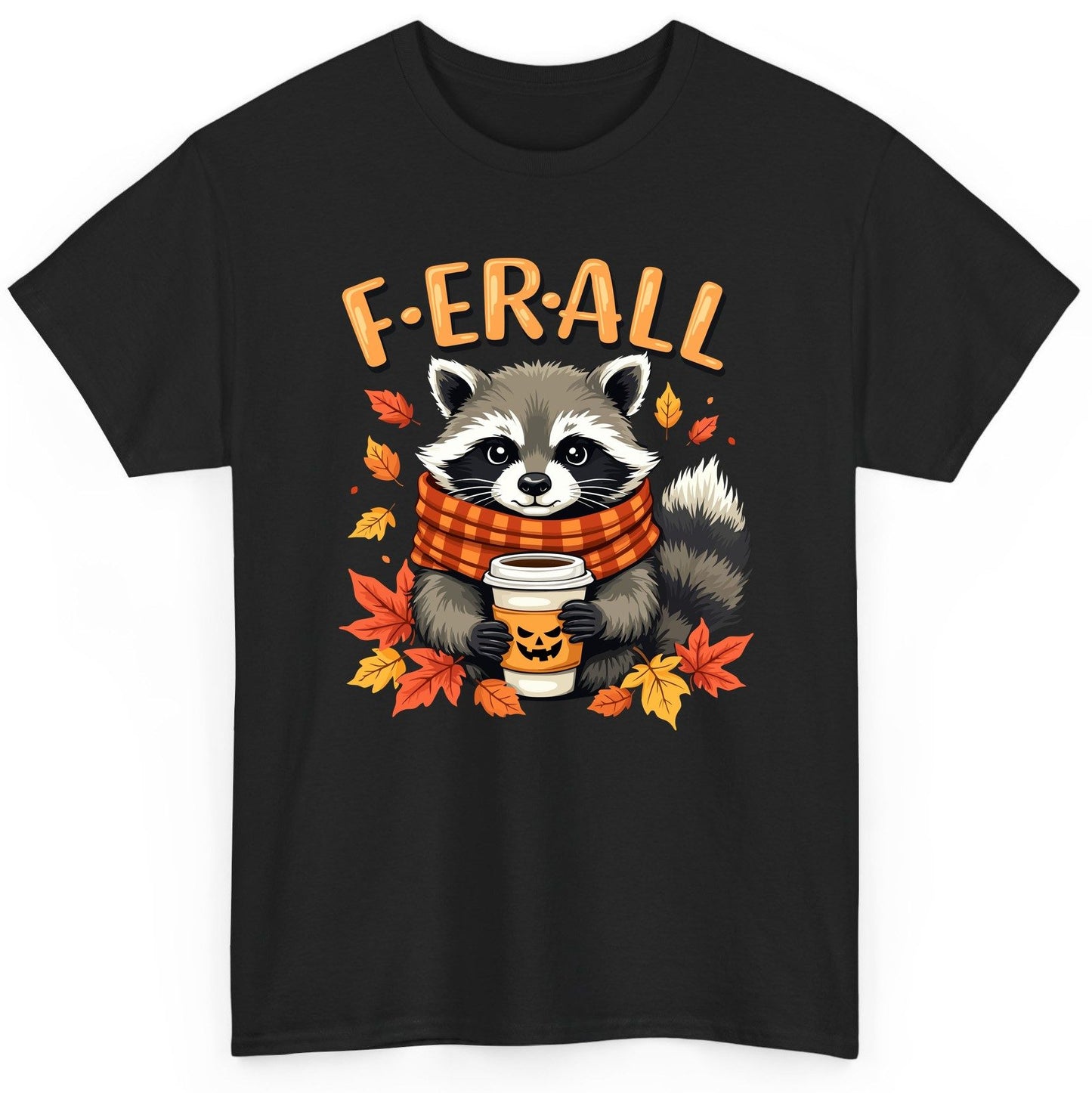 F ER All raccoon T-Shirt Black product mockup