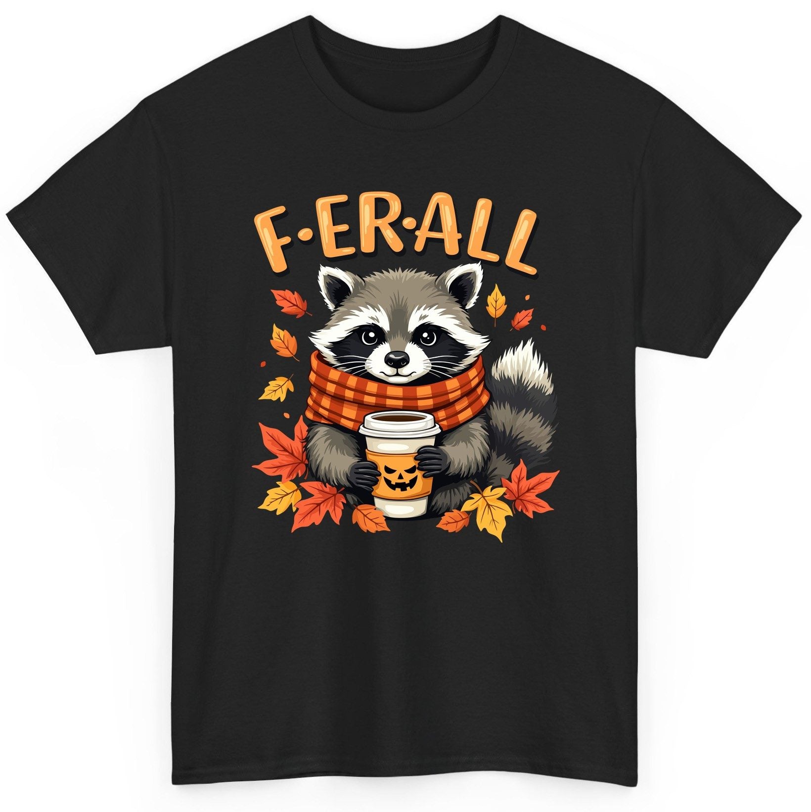 F ER All raccoon T-Shirt Black product mockup
