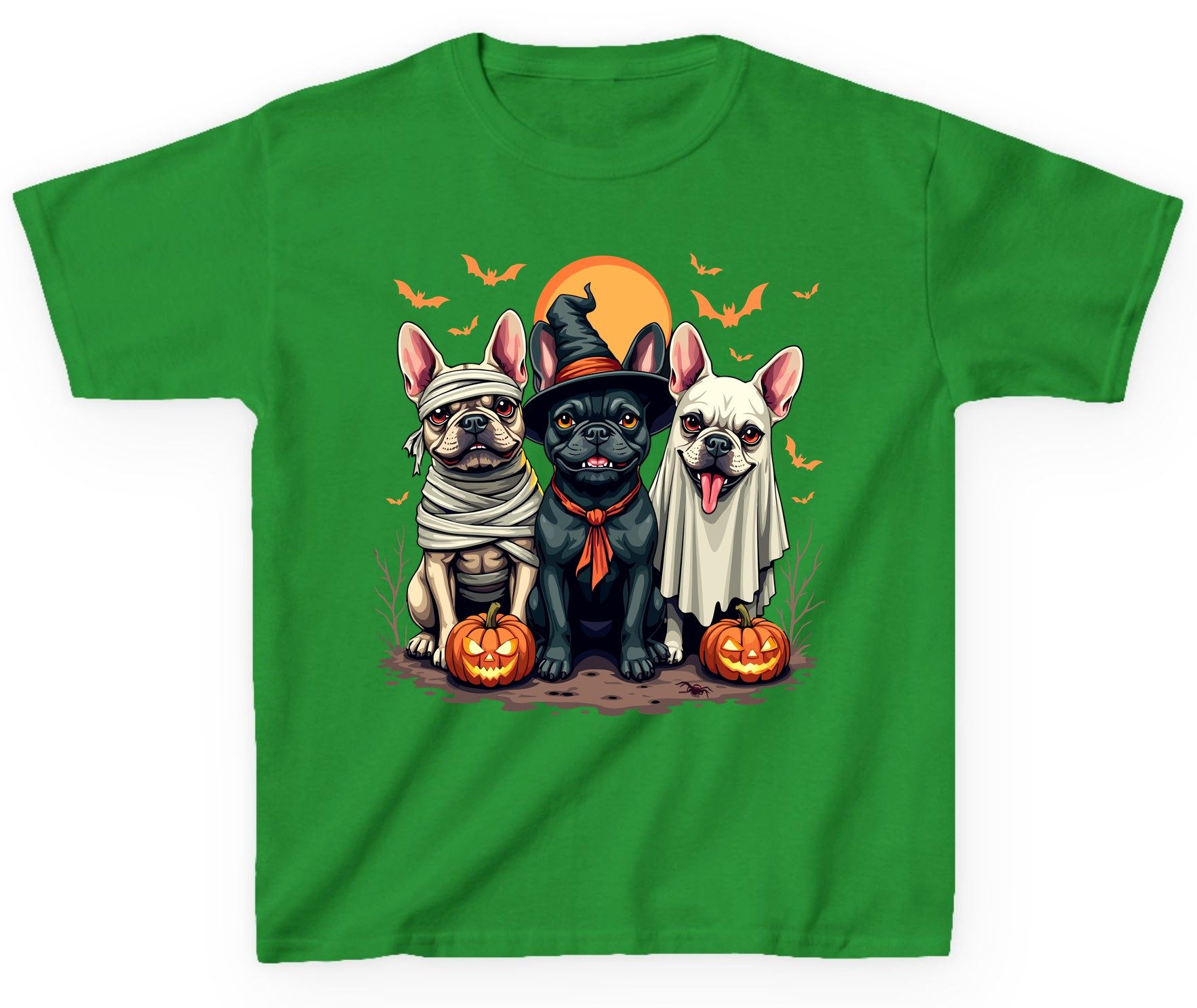 Halloween French Bulldogs Costumes french bulldogs Youth T-Shirt Irish Green product mockup