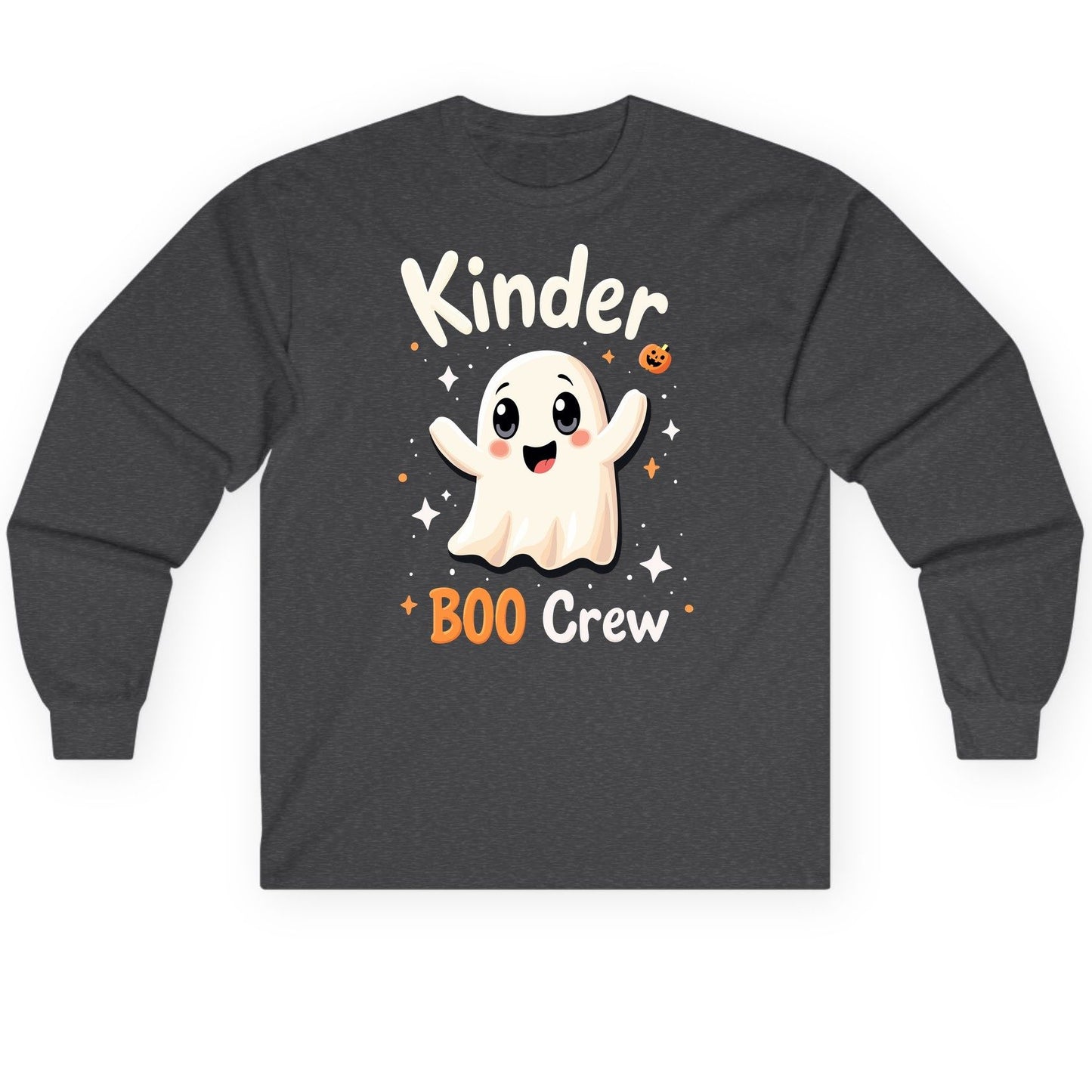 Kinder Boo Crew cute ghost Long Sleeve Tee Dark Heather product mockup