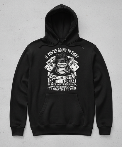 Third Monkey on Noah's Ark Fighting Gorilla Quote Hoodie - Black