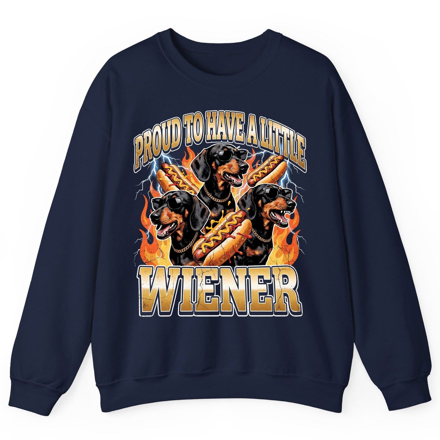 Proud to Have a Little Wiener dachshund Sweatshirt Navy product mockup
