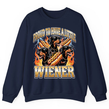Proud to Have a Little Wiener dachshund Sweatshirt Navy product mockup