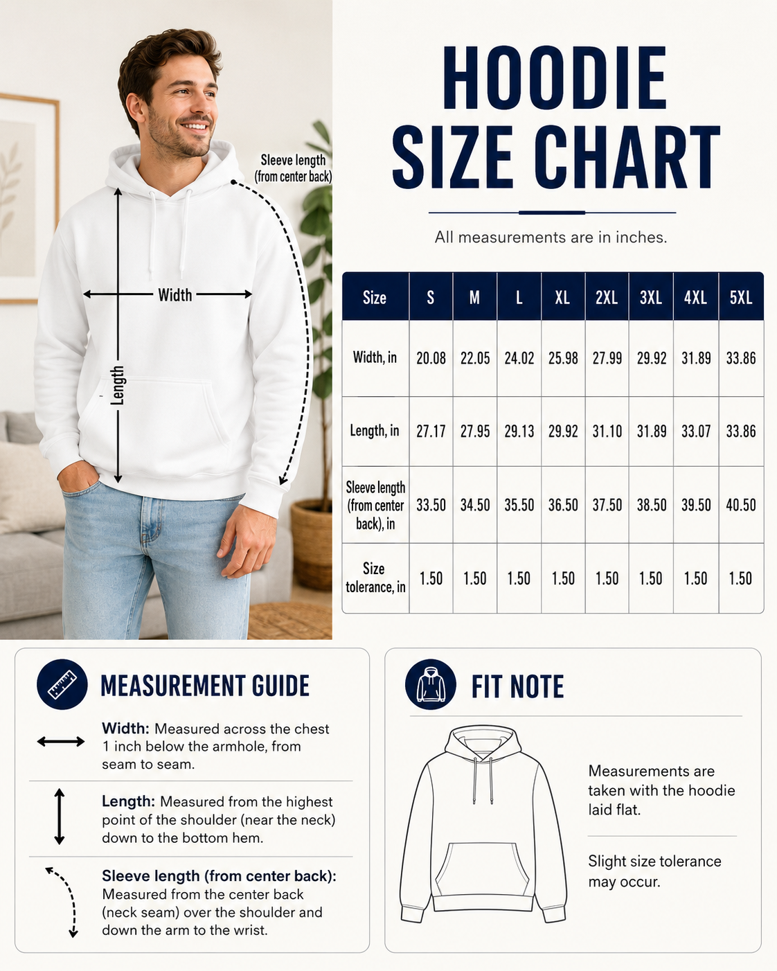 Hoodie Size chart